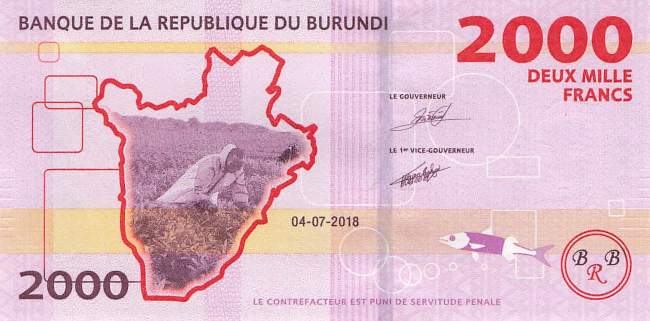 Burundi p52b 2000 Francs 2018
